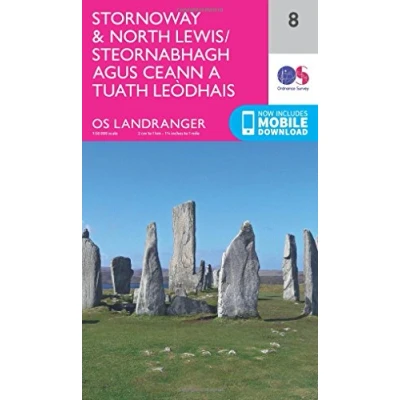 Image of Landranger 8 Stornaway &amp; North Lewis Map With Digital Version