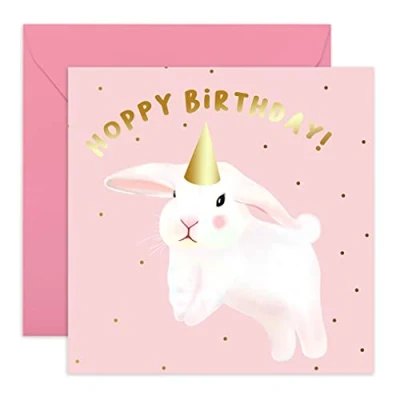 Image of Central 23 Cute Birthday Card For Daughter &#039;Hoppy Birthday&#039; Bunny Rabbit Cards Sweet Happy Her Niece Granddaughter