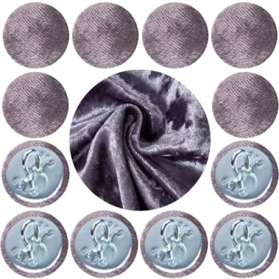 Image of Covered Hoop Back Buttons Upholstery Crush Velvet Fabric for Headboards Sofas 30L/18 mm (Charcoal, 10 Buttons)