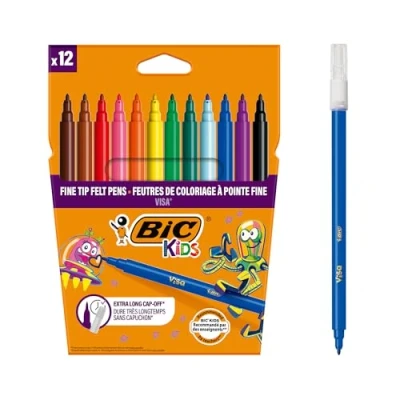 Image of BIC Kids Visa Felt Pens Assorted Colours, Wallet of 12