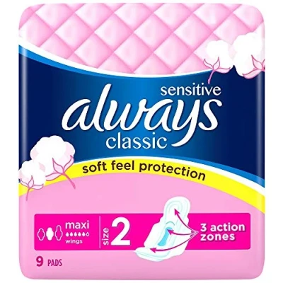 Image of Always Classic Maxi Sensitive Soft Touch Sanitary Pads Pack of 9