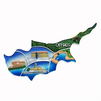Image of 3D Map Style Cyprus Fridge Magnet Travel Souvenir Gift Home Kitchen Decoration Magnetic Sticker,Cyprus Refrigerator Collection