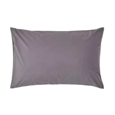 Image of HOMESCAPES Dark Grey Pure Egyptian Cotton Pillowcase Standard Size 200 TC 400 Thread Count Percale Equivalent Housewife Pillow Case