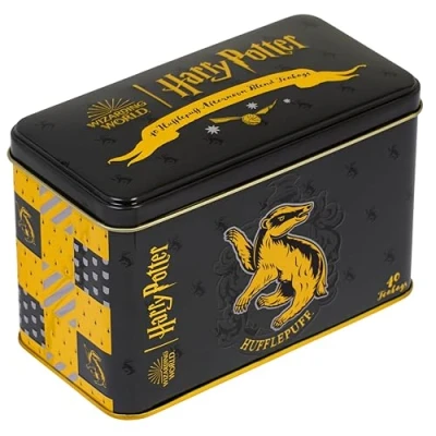 Image of New English Teas Official Harry Potter Hufflepuff Crest Tea Caddy with 40 Afternoon Teabags