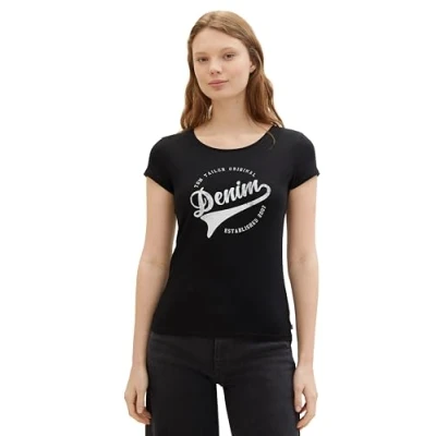 Image of TOM TAILOR Denim Women&#039;s 1042246 T Shirt, 14482 Deep Black, XS