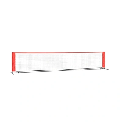 Image of vidaXL Durable Tennis Net in Black and Red 100% Polyester with Sturdy Steel Frame for Indoor/Outdoor Use Portable Easy Transportation