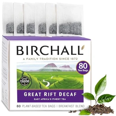 Image of Birchall Great Rift Decaf Blend Tea Bags, English Breakfast Bursting with Full Flavour, Perfect Vegan Gifts, 80 Plant Based Everyday Bags