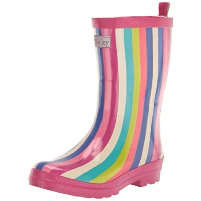 Image of Hatley Printed Wellington Rain Boots, Rainbow Stripes, 3 UK