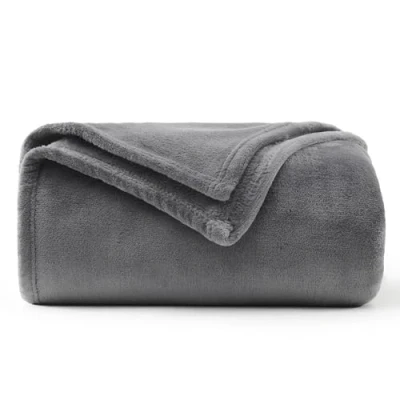 Image of WAVVE Fleece Blanket Sofa Throw Grey 5ft x 6.5ft Fluffy Soft Warm Versatile for Sofa/Couch/Bed Double/Twin Size Gray, 150x200 cm