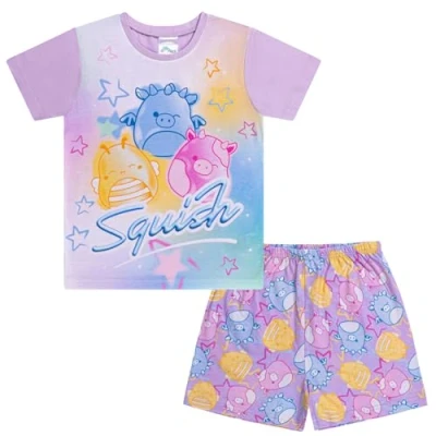 Image of Squishmallows Girls Pyjamas, Squish Squad Short Pjs for Girls, Nightwear Gift 11 12 Years Lilac