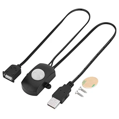 Image of Socobeta PIR Infrared Motion Sensor Detector 4A DC 5 24V Mini Switch LED Strip USB Interface Lighting for Bathroom(Black)