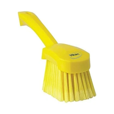 Image of Vikan 41946 Soft/Split Bristles, Washing / Sweeping, Hand Brush, Short Handle, 270mm (Yellow)