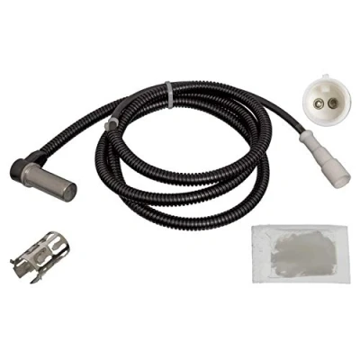 Image of 5010344188 ABS Sensor FEBI BILSTEIN 101793 Front Axle Left, Rear Left with sleeve, grease 1800Ohm 1390mm 1470mm