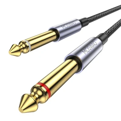 Image of MOSWAG Instrument Cable, 3.28FT/1M 1/4 Inch Straight Cable 6.35mm to Audio Professional Guitar Compatible with Guitar, Bass, Amplifier, Keyboard, Drums
