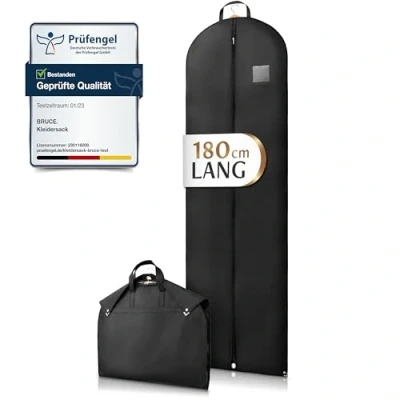 Image of Bruce.® Premium Garment Bag, 180 x 60 cm, Cover for Suit, Jacket and Dress, Breathable Suit Bag Travel Storage, Bags, Long