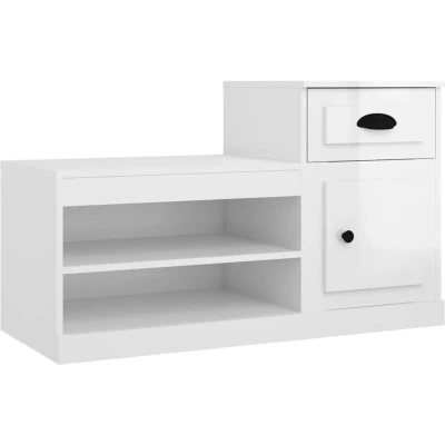 Image of vidaXL Shoe Cabinet High Gloss White 100x42x60 cm Engineered Wood