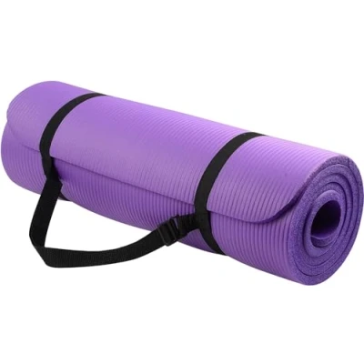 Image of BalanceFrom Everyday Essentials 1/2 Inch Extra Thick High Density Anti Tear Exercise Yoga Mat with Carrying Strap, Purple