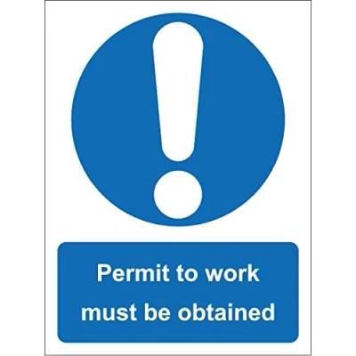 Image of Permit to Work Must Be Obtained Safety Sign Self Adhesive Sticker 300mm x 200mm
