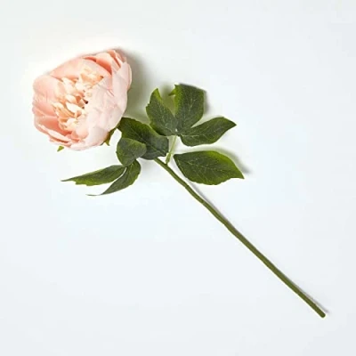 Image of HOMESCAPES Artificial Single Stem Pink Peony 56 cm Faux Silk Flower for Bouquet or Floral Arrangement