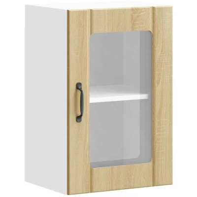 Image of vidaXL Kitchen Wall Cabinet with Glass Door Sonoma Oak Engineered Wood 40x31x60 cm
