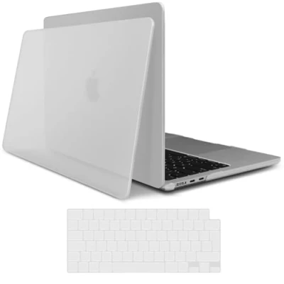 Image of TECOOL Case Compatible with MacBook Air 15 Inch M3 M2, 2024 A3114 &amp; 2023 A2941, [100% Match Official Colour] Ultra Slim Hard Shell UK EU Keyboard Cover, Fine Frosted Clear