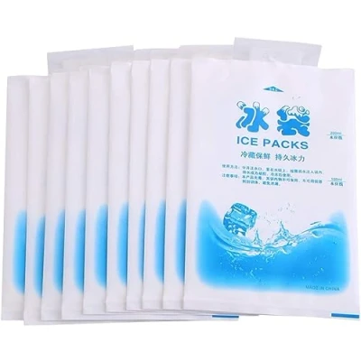 Image of Ice Pack, 10pcs Reusable Packs Gel Cooling Bags for Food Vegetable Wine Medical Industrial Use, Auto Water Absorption, Leakproof, Long Lasting Cold Pack (400ml)