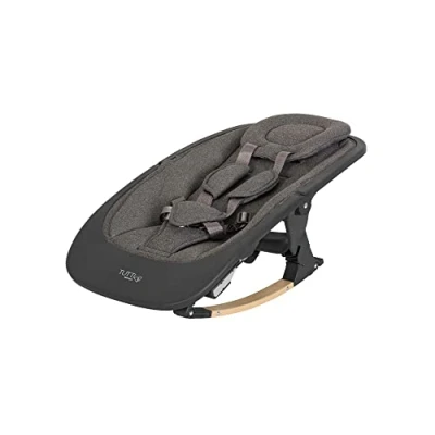 Image of Tutti Bambini Nova Newborn Rocker Convertible When Used with Highchair Padded Seat Liner, Handy Braking System, Includes Carry Case &amp; 5 Point Harness, Ideal from Birth to 9kg Grey/Oak