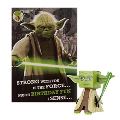 Image of Hallmark Birthday Card Star Wars &#039;Build Your Own&#039; Yoda Design