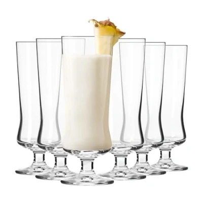 Image of Krosno Pina Colada Cocktail Drinking Glasses Set of 6 300 ML Avant Garde Collection Gift Box Perfect for Home, Bar and Kitchen Dishwasher Safe