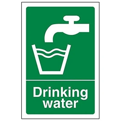 Image of V Safety Drinking Water Sign Portrait 100 mm x 150 1 Rigid Plastic
