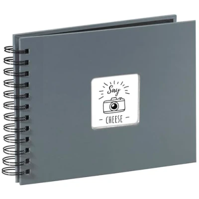 Image of Hama Fine Art photo album, 50 black pages (25 sheets), spiral bound album 24 x 17 cm, with cut out window, grey