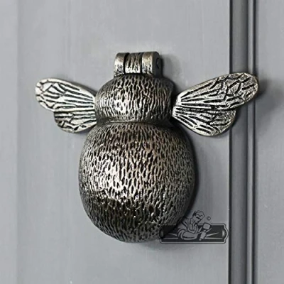 Image of Antique Pewter Finish Bee Door Knocker Furniture Supplied with Fixings