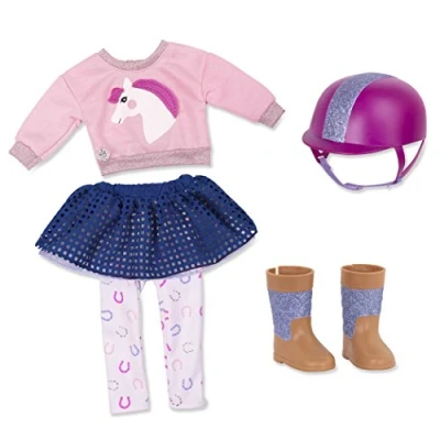 Image of Glitter Girls Deluxe doll clothes 36 cm rider outfit riding boots, helmet, sweater, skirt accessories for dolls, toys from 3 years old, random color