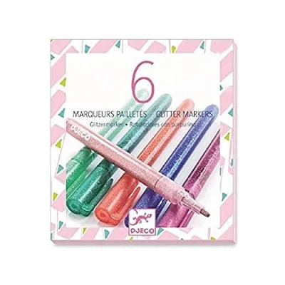 Image of DJECO Colors 6 Glitter Markers (38877), Multicolor, Count (Pack of 1)