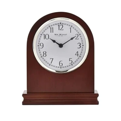 Image of Wm. Widdop Arched Birch Wood Mantel Clock with Arabic Dial (W9699)