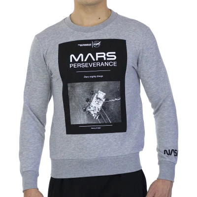Image of NASA Mens Basic long sleeve and round collar MARS03S man&#039;s sweatshirt Grey Cotton Size X Small