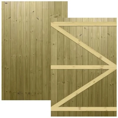 Image of H.6ft (180cm) x W.4ft (120cm) Pressure Treated (Tanalised) Pedestrian Garden Gate Flat Interlock Tongue &amp; Groove Boards on a Semi Braced Timber Frame Latch Hinge Pack Not Required