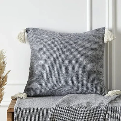 Image of Appletree Loft Kaidon 100% Recycled cotton Filled Cushion 43 x 43cm in Navy