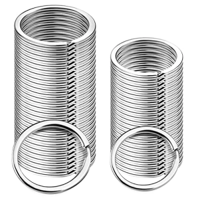 Image of Sopito Key Rings, 100 PCS Flat Split Rings with Size 25mm and 28mm, Metal for Home Keys DIY Crafts