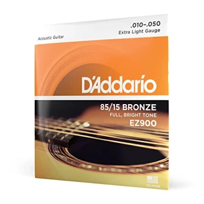 Image of D&#039;Addario Guitar Strings Acoustic 85/15 Bronze For 6 String Full, Bright Tone EZ900 Extra Light, 10 50