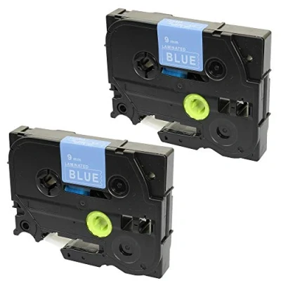 Image of 2X Compatible Label Tapes TZ 525 TZe White on Blue 9mm x 8m for PT 1000 1005 1010 3600 9600 D200 D210 D210VP D600VP E100 E300VP E550WVP H101C H101GB H105 H110 H300 H500 P700 P750W