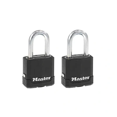 Image of Master Lock M115XTLFCCSEN Covered 1 7/8 Inch Wide Magnum Laminated Steel Padlock, 5/16 Diameter, 1/2 Shackle Clearance, Twin Pack, 2 Pack