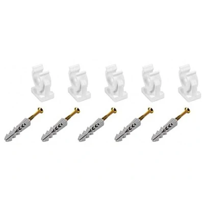 Image of 5 x Open Pipe Clips Snap in Bracket Single 28mm Plastic Clip with Fixings