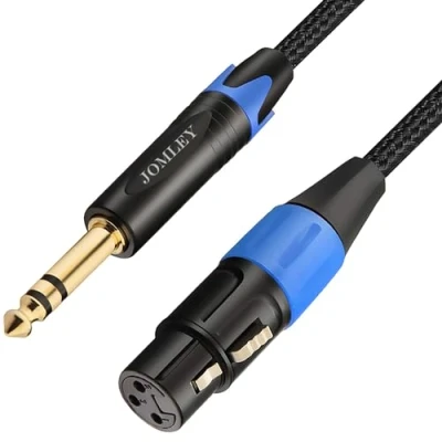 Image of JOMLEY Female XLR to 1/4&#039;&#039; TRS Cable, 6.35mm Microphone Nylon Braid 3 Pin Stereo Jack Balanced Interconnect Cable 1m