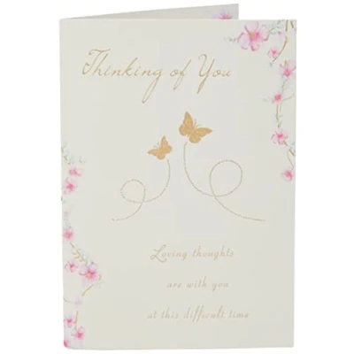 Image of Piccadilly Greetings BEAUTIFUL GLITTER COATED FLOWERS THINKING OF YOU SYMPATHY GREETING CARD