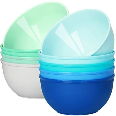 Image of Youngever 9 Pack 300ml Small Plastic Bowls, Kids Toddler Bowls Set of in Assorted Colors (Coastal)