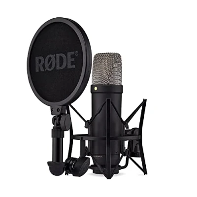 Image of RØDE NT1 5th Generation Large diaphragm Studio Condenser Microphone with XLR and USB Outputs, Shock Mount Pop Filter for Music Production, Vocal Recording Podcasting (Black)