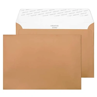 Image of Blake Creative Shine C5 162 x 229 mm 130 gsm Peel &amp; Seal Wallet Envelopes (45332) Metallic Copper Pack of 25