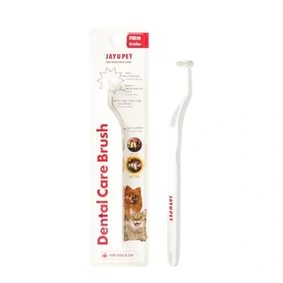Image of JAYU PET Dental Care Brush (Firm Bristles) Resilient Toothbrush for Dog Tartar &amp; Plaque Removal, Horizontal Head and S Curved Body