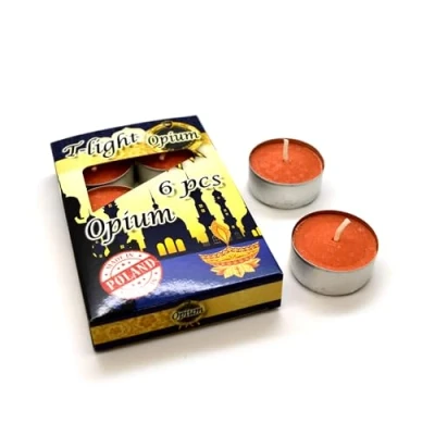 Image of SolaDirect Scented Tea Lights Candles, Pack of 6 Tealights Decorative Household Clean Burn, 4 Hours Long Burning Time (Opium)